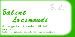 balint locsmandi business card
