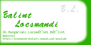 balint locsmandi business card